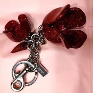 Coach Resin Tea Rose Flower Keychain Bag Charm